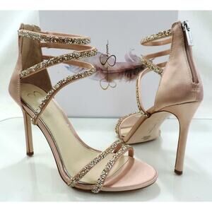 Jessica Simpson Jamalee Glitter Strappy Dress Heel Sandals Nude Blush Size 9.5